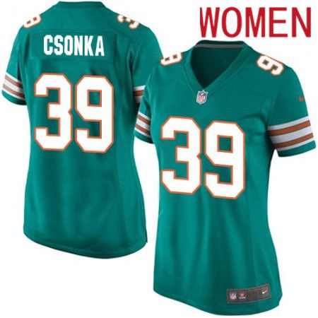 Women Miami Dolphins #39 Larry Csonka Nike Green Alternate Game NFL Jersey->women nfl jersey->Women Jersey